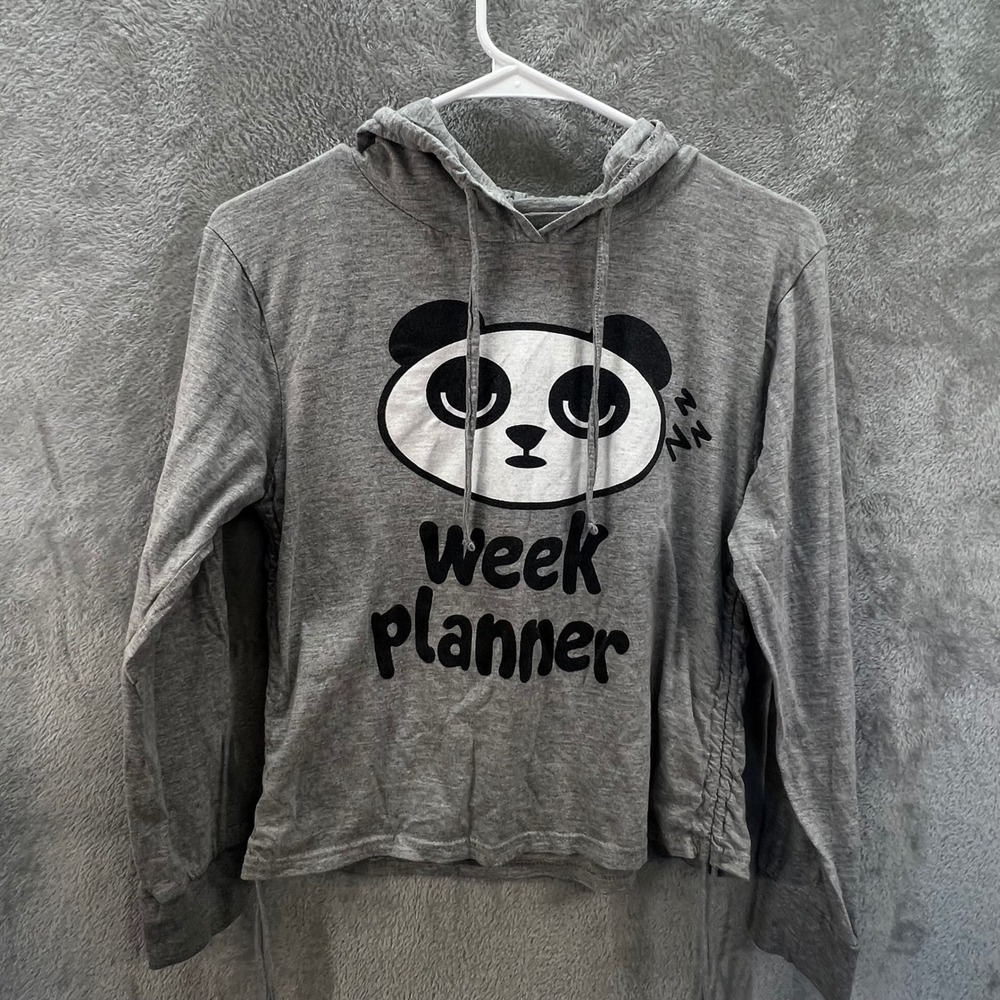 On Fire Kids L Gray Panda‎ Week Planner Graphic Hoodie Lazy Day Panda Lover